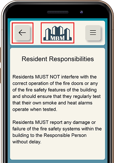 My Block Manager Screenshot of the Resident Responsibilities page